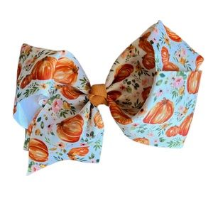 Pumpkins Hair Bow 7" Grosgrain Alligator Clip